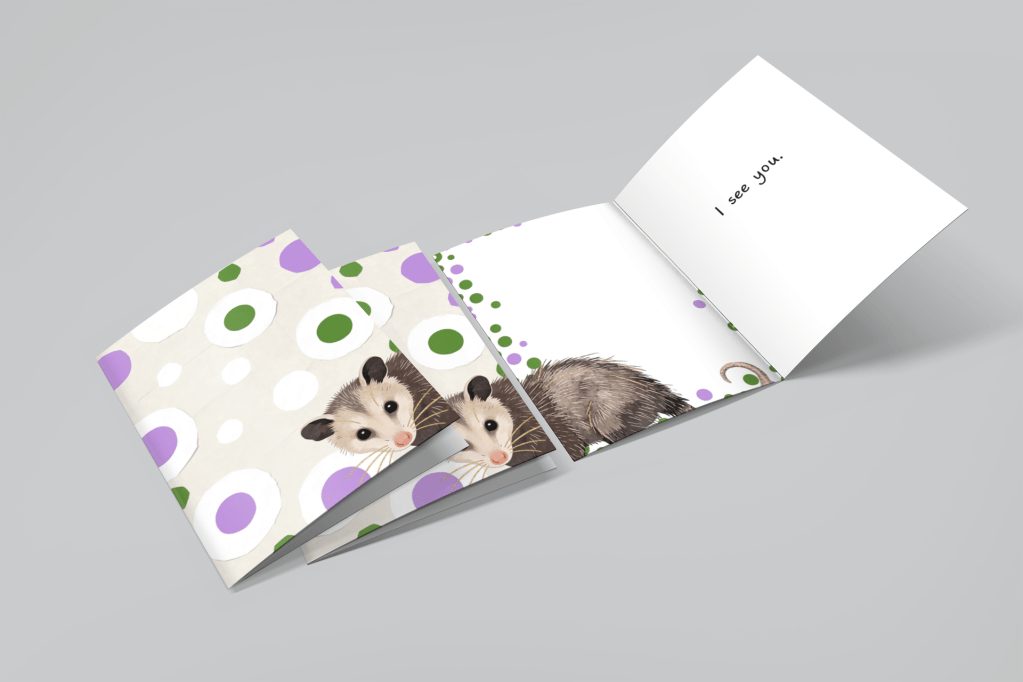 Genderqueer opossum greeting card